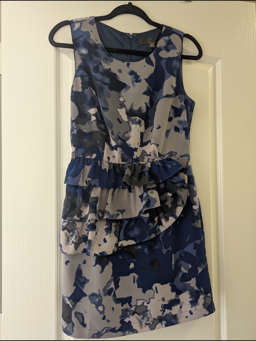 Forever 21 Blue and Gray Ruffle Tiered Mini Dress